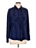 Sanctuary 100% Rayon Plaid Blue Long Sleeve Button-Down Shirt Size L - photo 1