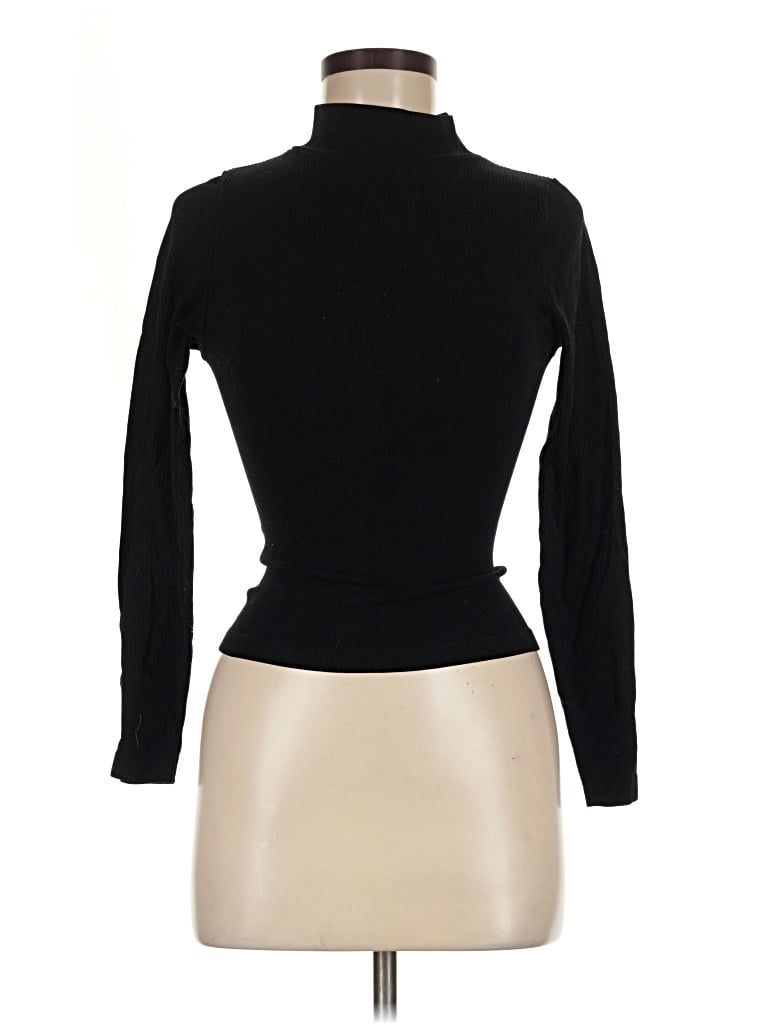 Pre-owned Aura Long Sleeve Top Black Turtleneck Tops