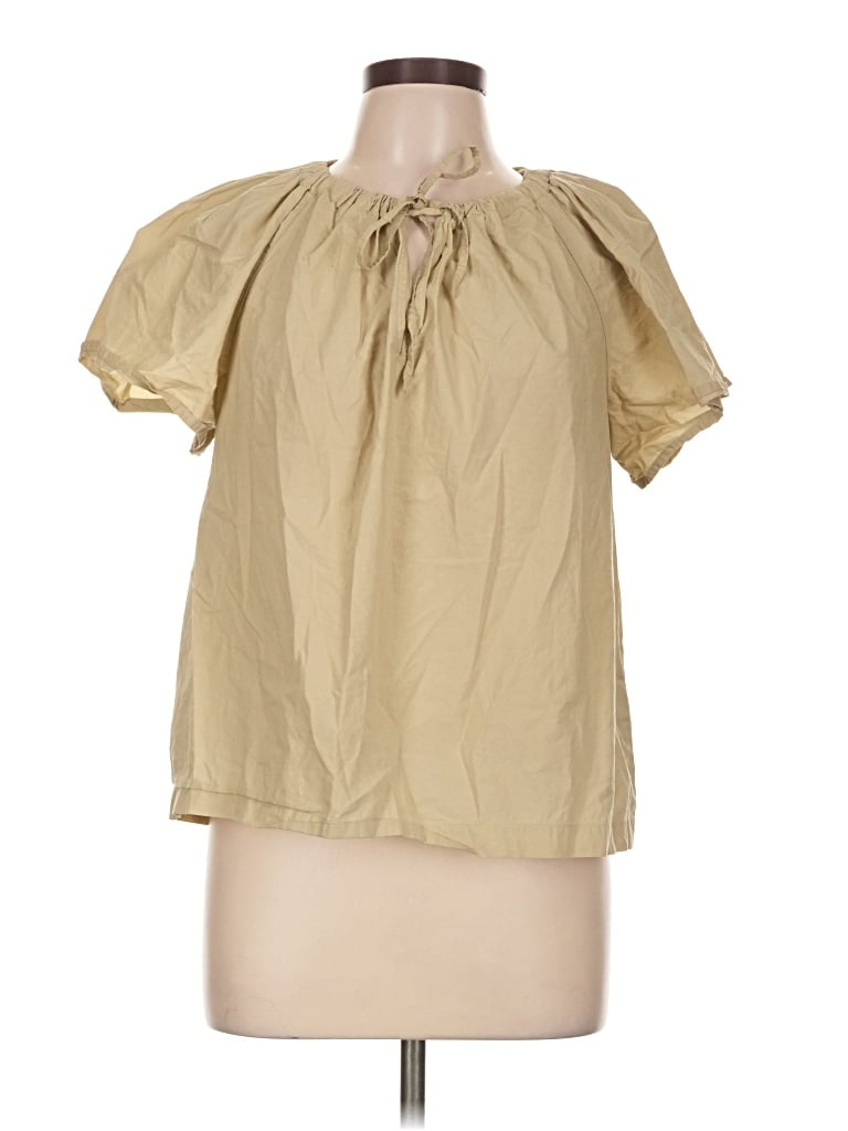 Pre-owned Jcrew Short Sleeve Blouse In Tan