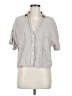 Laundry by Shelli Segal 100% Polyester Stripes Gray Short Sleeve Blouse Size M - photo 1