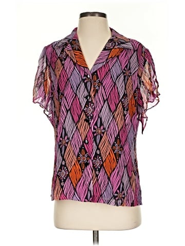 Bob Mackie Short Sleeve Silk Top (view 1)