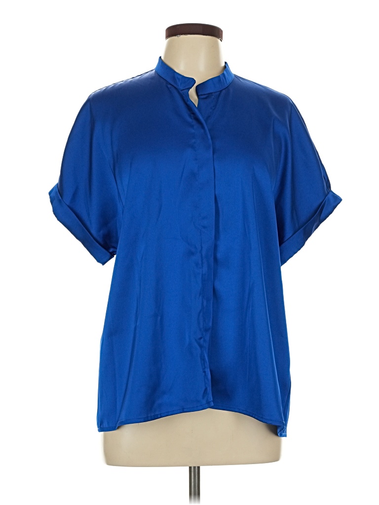 Pre-owned Shein Short Sleeve Blouse In Blue