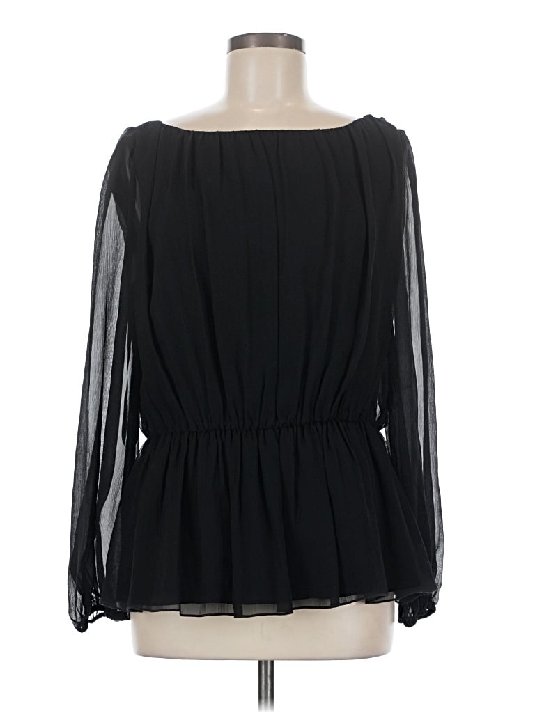 Pre-owned St John Long Sleeve Blouse In Black