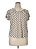 Flower & Feather Silver Short Sleeve Blouse Size XL - photo 1