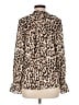 Ann Taylor LOFT 100% Polyester Animal Print Brown Long Sleeve Blouse Size M - photo 2