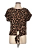 Shein Animal Print Brown Short Sleeve Top Size L - photo 1