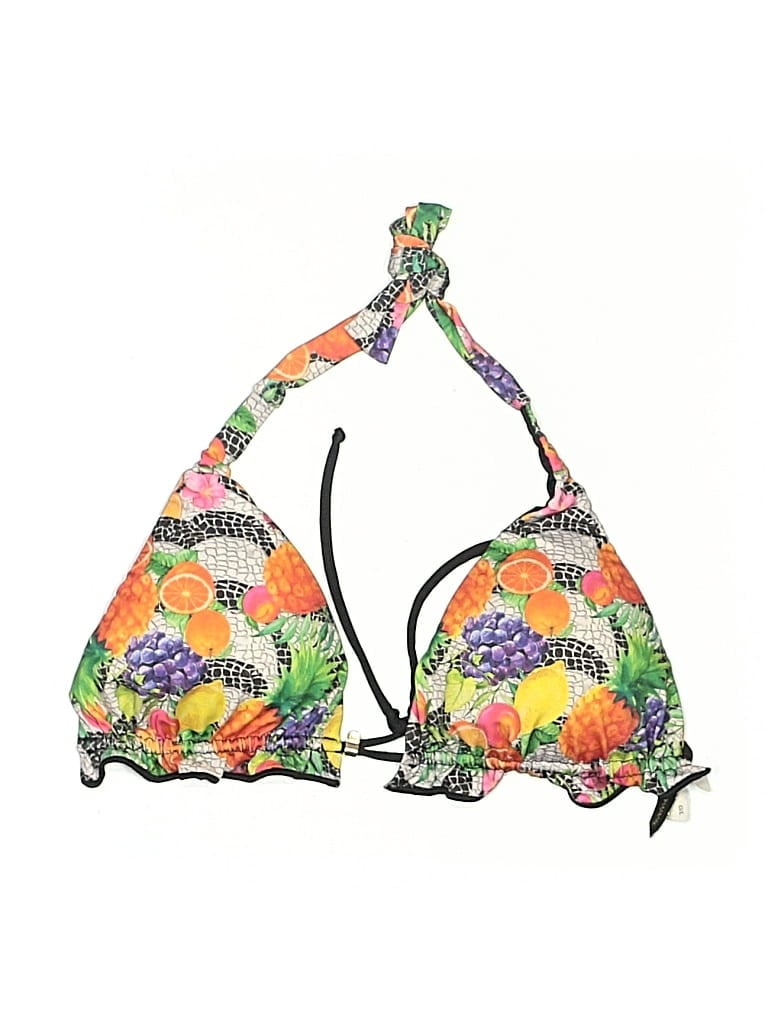 Pre-owned Assorted Brands Swimsuit Top Orange Floral Pattern Swimwear
