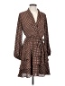 Express 100% Recycled Polyester Polka Dots Brown Casual Dress Size S - photo 1