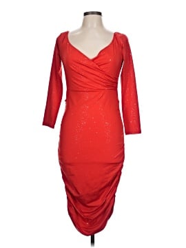 chic me red dress Chic Me Womens Red Contrast Sequin One Shoulder Split Thigh Evening Dress Size M