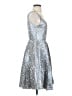 Eva Franco 100% Polyester Paisley Silver Cocktail Dress Size 4 - photo 4