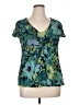 Axcess 100% Nylon Teal Short Sleeve Blouse Size XL - photo 1