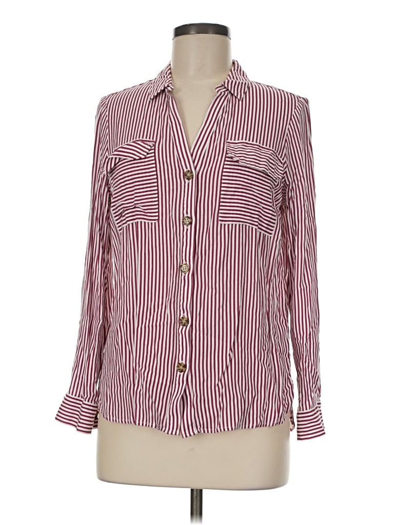 Pre-owned Vero Moda Long Sleeve Blouse In Burgundy
