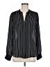 L'Agence 100% Silk Stripes Black Long Sleeve Silk Top Size Med (2) - photo 1