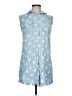 Sim & Sam 100% Rayon Stars Blue Sleeveless Button-Down Shirt Size L - photo 1