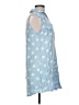 Sim & Sam 100% Rayon Stars Blue Sleeveless Button-Down Shirt Size L - photo 4