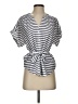 Express Outlet Stripes Blue Short Sleeve Blouse Size XS - photo 1