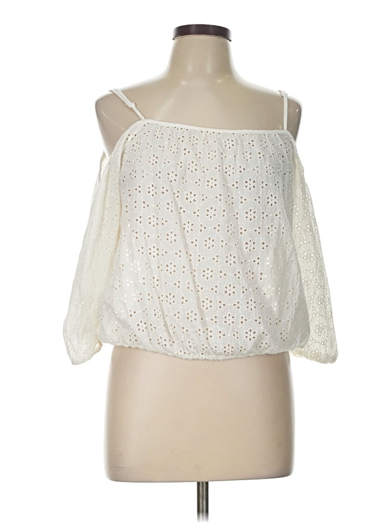 Pre-owned American Eagle Outfitters 3/4 Sleeve Blouse In Ivory