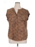 Liz Claiborne Animal Print Brown Short Sleeve Blouse Size XL - photo 1