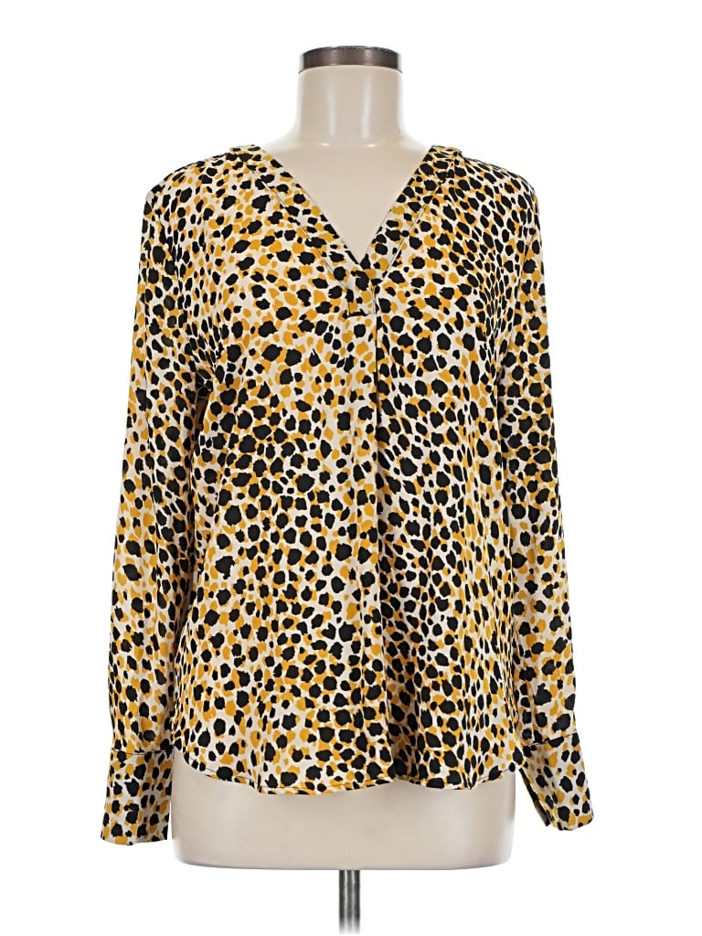 Ann Taylor Long Sleeve Blouse In Brown