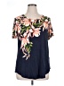 JM Collection Blue Short Sleeve Blouse Size XL - photo 1