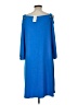 JM Collection Solid Blue Casual Dress Size L - photo 2