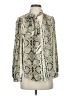 J.Crew 100% Polyester Animal Print Silver Long Sleeve Blouse Size 2 - photo 1