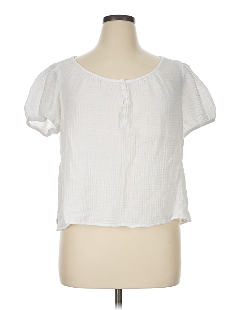 Pre-owned Jcrew Short Sleeve Blouse In White