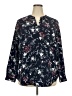 Hilary Radley 100% Polyester Floral Blue Long Sleeve Blouse Size XXL - photo 1