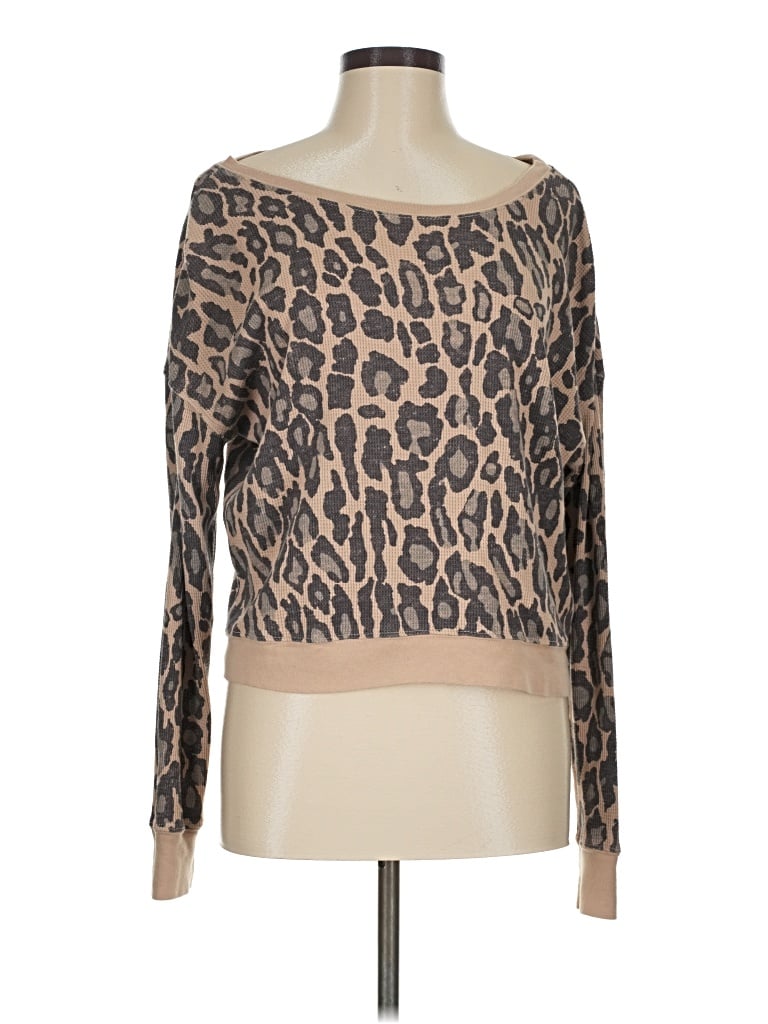 Pre-owned Splendid Long Sleeve Top Tan Boatneck Tops