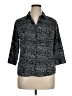 Apt. 9 Print Black 3/4 Sleeve Button-Down Shirt Size 1X - photo 1