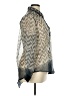 Mod modele! 100% Polyester Chevron-herringbone Silver Long Sleeve Blouse Size 1X - photo 4