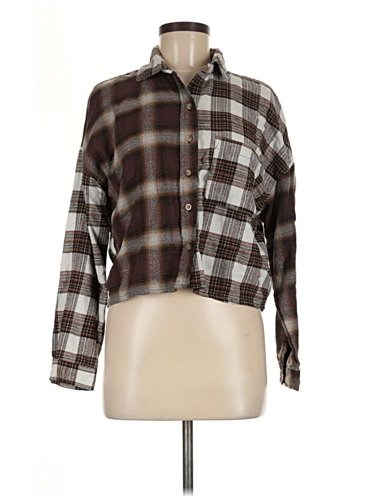 Pre-owned Just Polly Long Sleeve Blouse In Brown