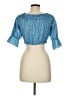 LoveShackFancy 100% Cotton Blue Short Sleeve Blouse Size M - photo 2
