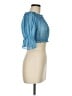 LoveShackFancy 100% Cotton Blue Short Sleeve Blouse Size M - photo 4