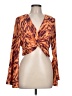 Topshop 100% Polyester Orange Long Sleeve Top Size 10 - photo 1