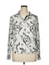 Cino 100% Viscose Print Silver White Long Sleeve Blouse Size XL - photo 1