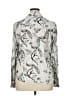 Cino 100% Viscose Print Silver White Long Sleeve Blouse Size XL - photo 2