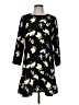 Halogen 100% Polyester Print Black Casual Dress Size Med Petite - photo 1