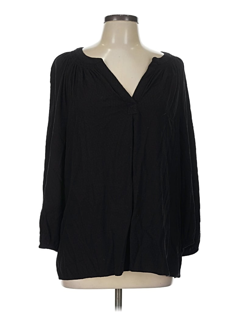 Pre-owned Crown & Ivy Long Sleeve Blouse In Black