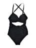 EOMENIE Solid Black Two Piece Swimsuit Size S - photo 1