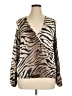 Boston Proper Animal Print Tan Long Sleeve Blouse Size 16 - photo 1