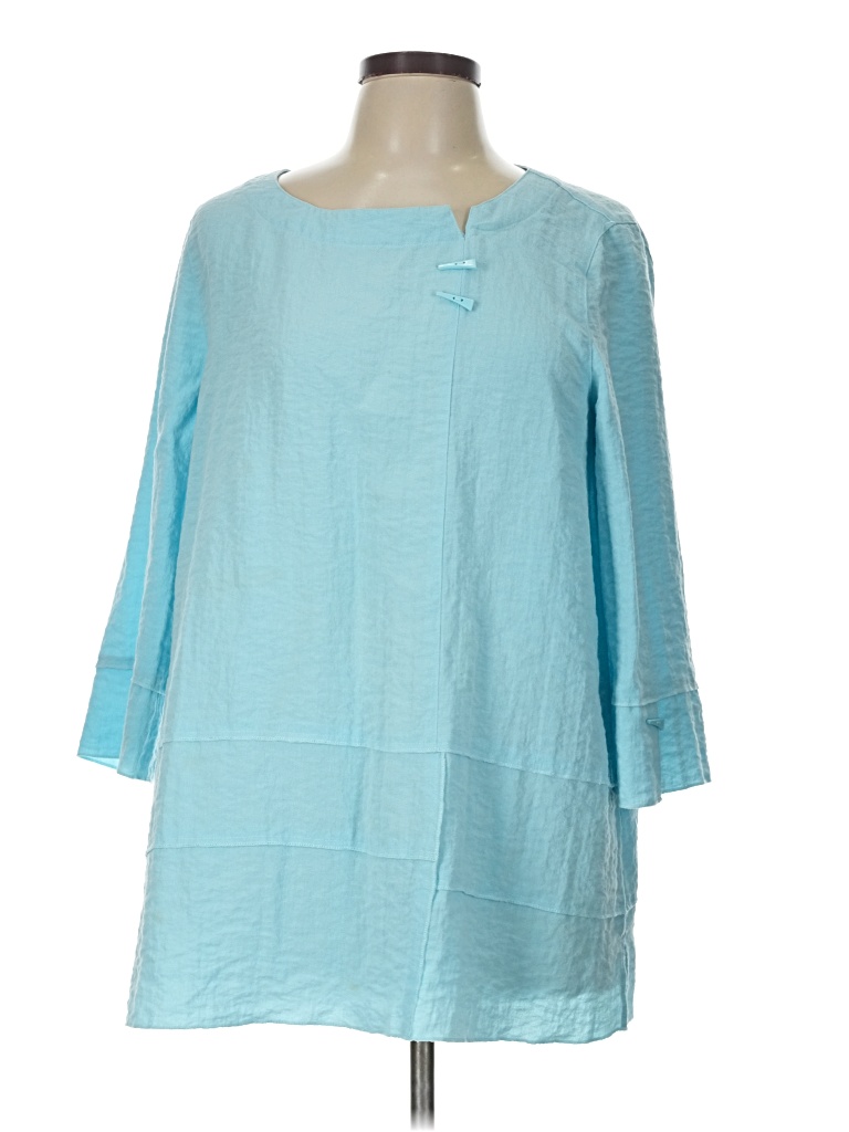 Pre-owned Ali Miles 3/4 Sleeve Blouse In Teal