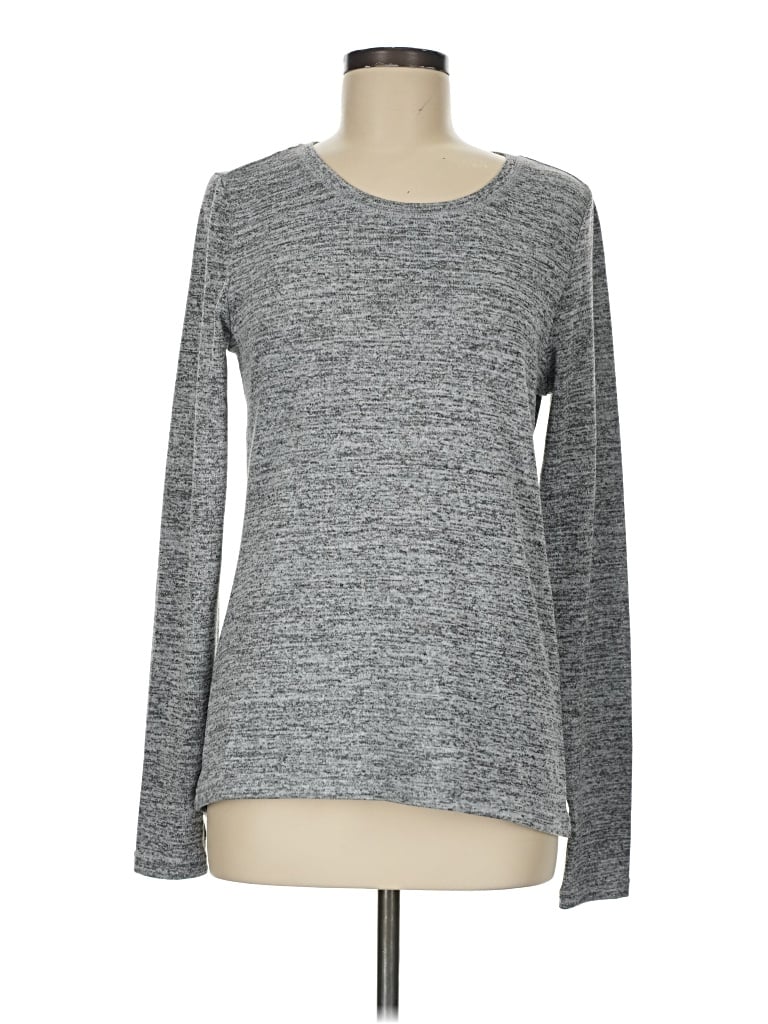 Pre-owned 90 Degree By Reflex Long Sleeve Top Gray Crew Neck Tops