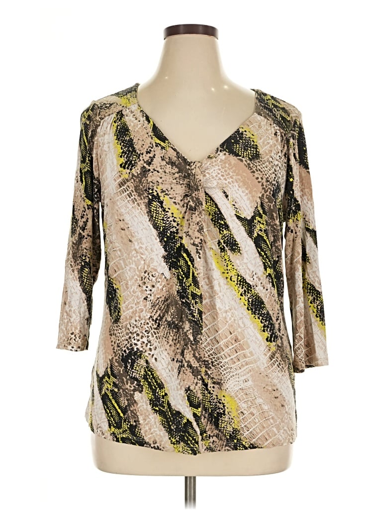 Pre-owned Dana Buchman 3/4 Sleeve Blouse In Gold