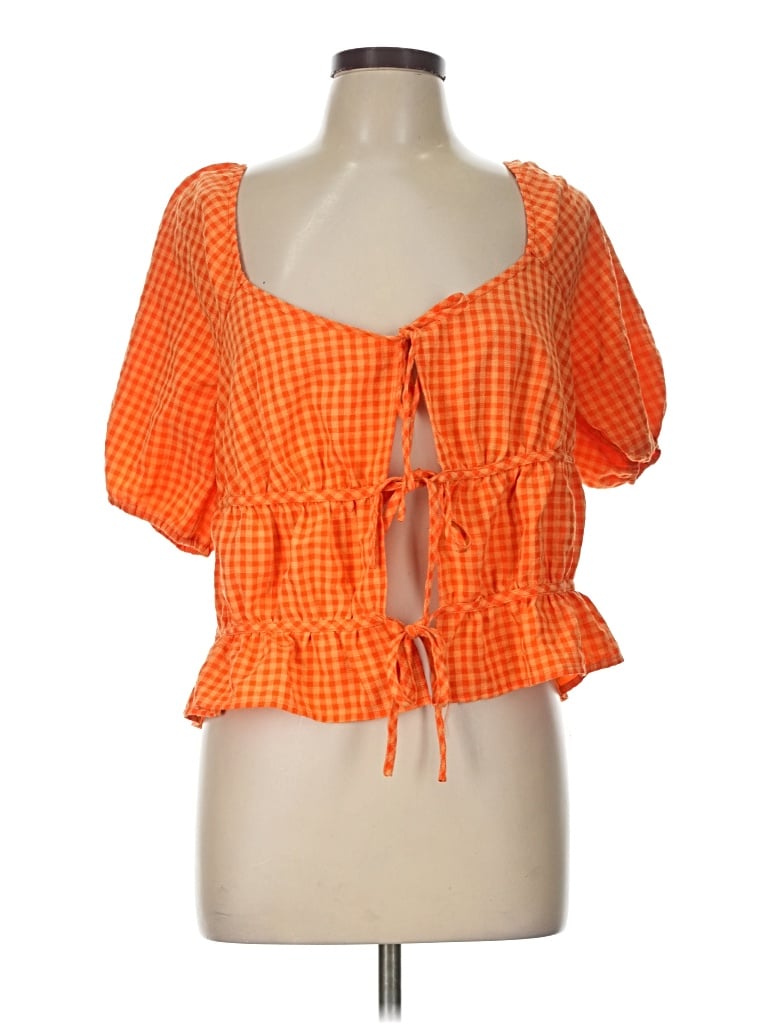 Pre-owned Louna Short Sleeve Blouse In Orange
