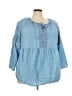 Old Navy 100% Lyocell Blue 3/4 Sleeve Blouse Size 3X - photo 1