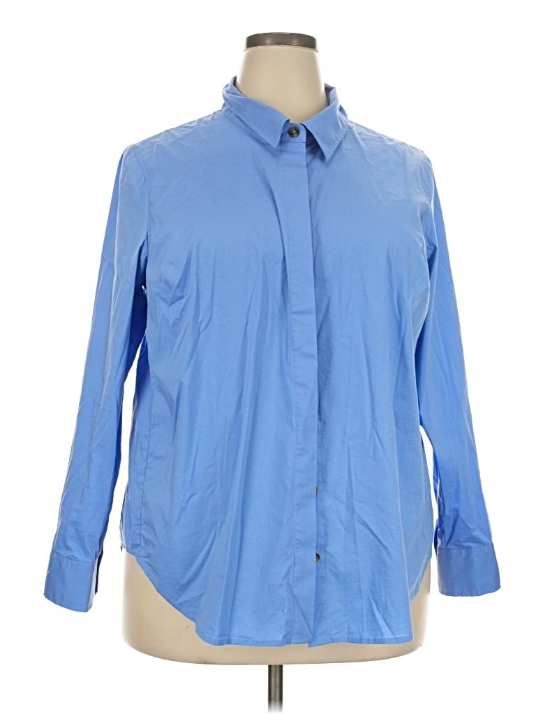 Pre-owned Universal Standard Long Sleeve Button Down Shirt In Blue