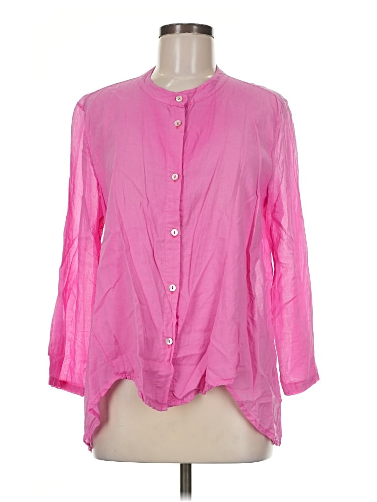 Pre-owned Baci 3/4 Sleeve Button Down Shirt In Pink