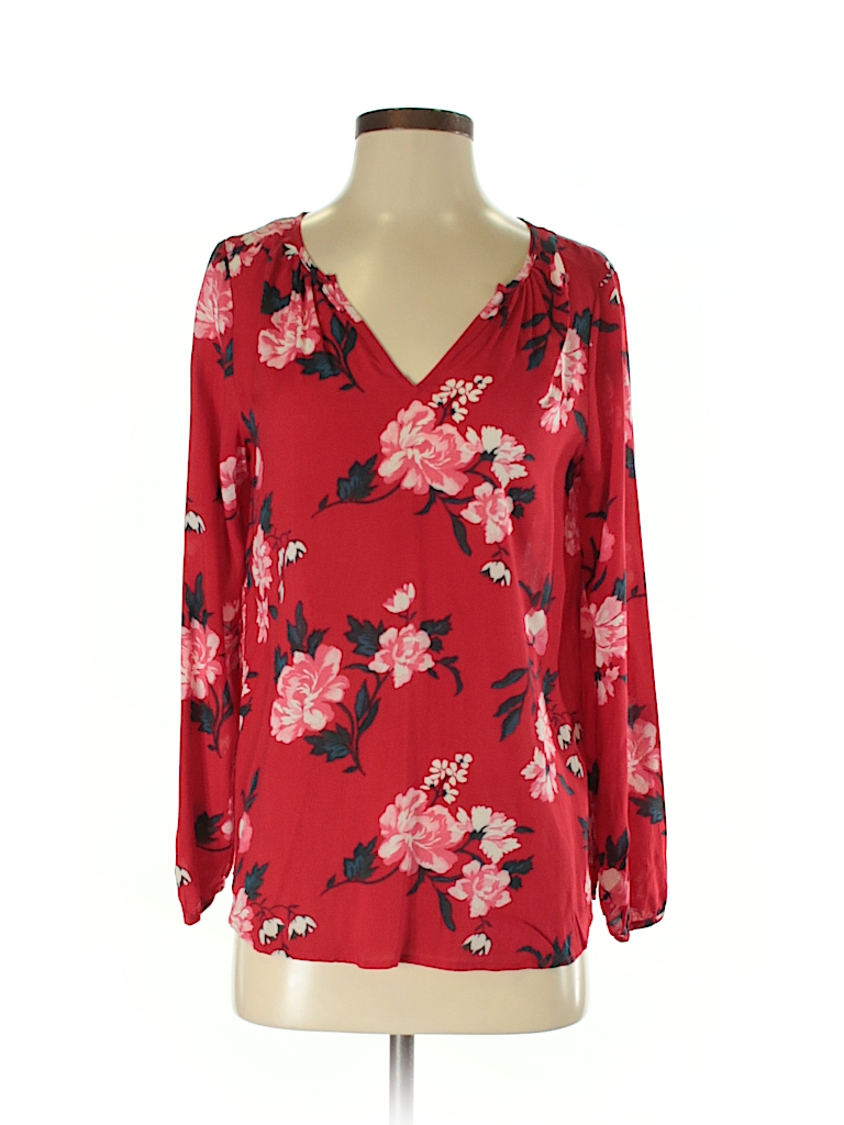 Old Navy Floral Red Long Sleeve Blouse Size S - 66% off | thredUP