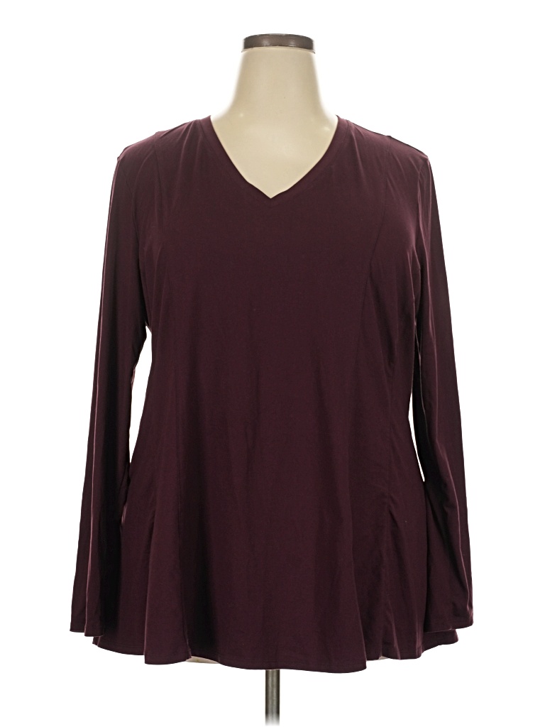 Pre-owned Lane Bryant 3/4 Sleeve T-shirt In Burgundy